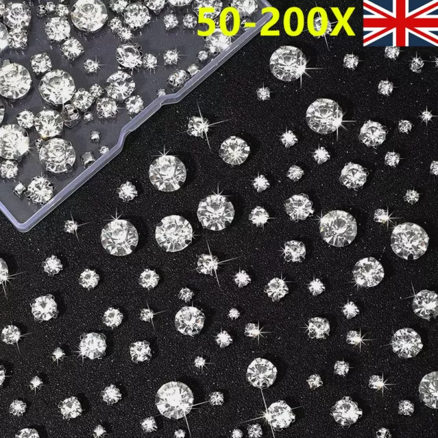 Sew On Crystal Clear Glass Diamante Claw Set Rhinestones Setting Glass Sliver UK