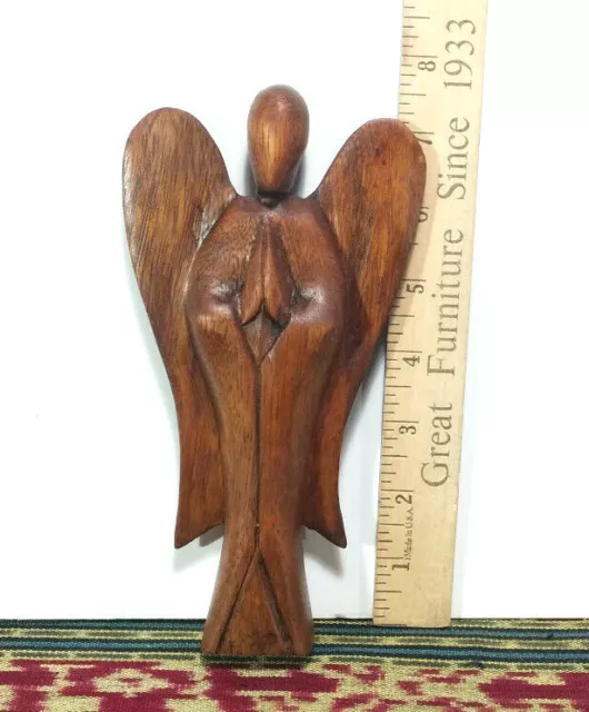 1 Small Hard Wood Abstract Angel Statue, 7.5" Height, Hand Made, Bali, Indonesia