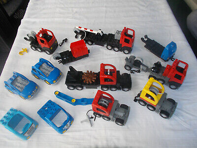 LOT LEGO DUPLO VILLE Vehicule de chantier: camion semi remorque, voiture