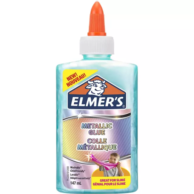 Elmers Metallic PVA Glue 147 ml Washable & Kid Friendly for Making Slime Teal