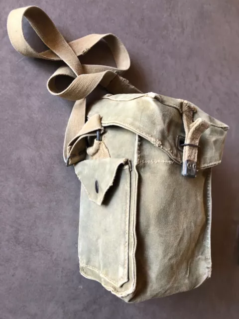 Musette Sac De Masque A Gaz - Armée Anglaise Avec Marquages Guerre De 39-45 Ww2