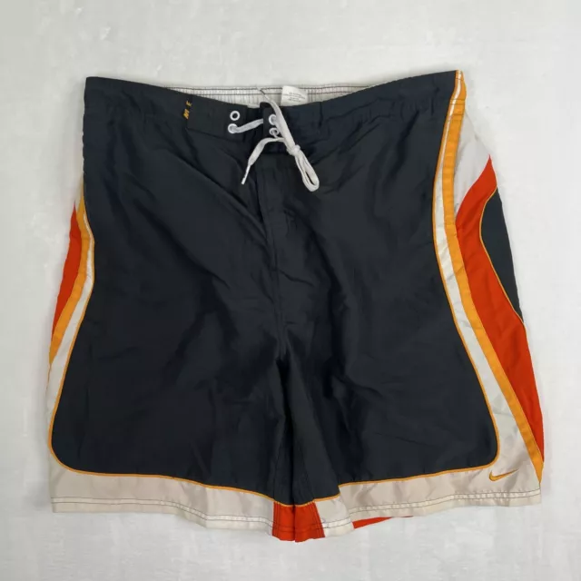 Nike Swim Trunks Board Shorts Mens Size XXL Gray Orange Yellow Pockets