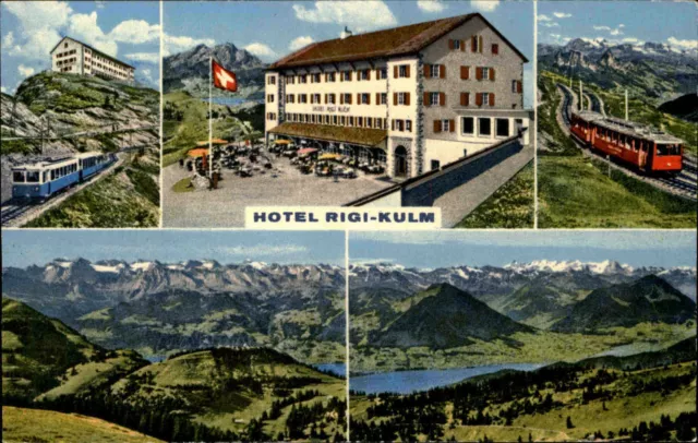 Arth-Rigi-Bahn mit Hotel Mehrbildkarte ~1960 Schweiz Bergbahn Motiv Alpen