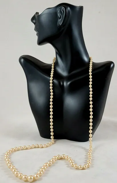Vintage Off White Faux Pearl Single Strand Classic Necklace - 1960's
