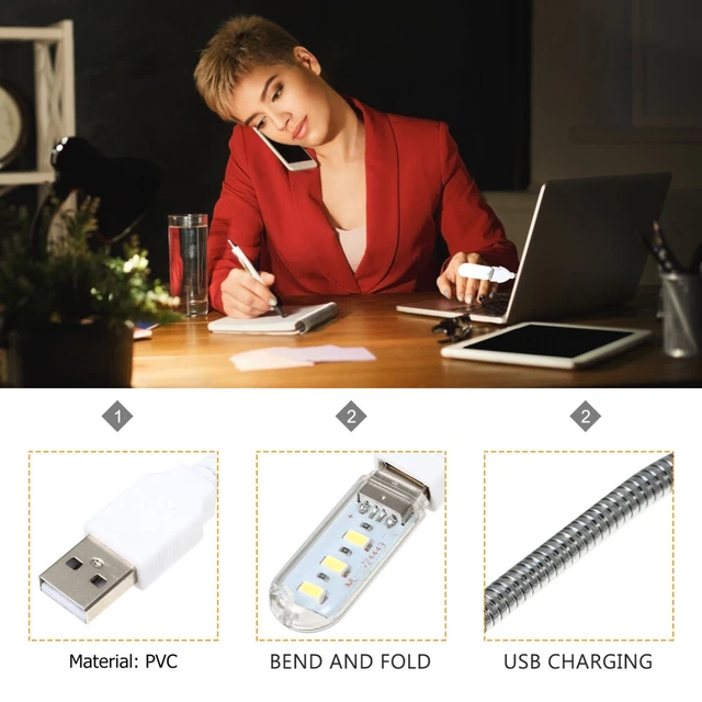USB POWERED FLEXIBLE Computer Lamp Disk Night Light Led Lamps Student £
