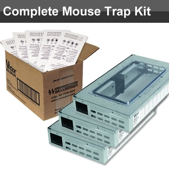 Mouse Trap Kit Victor Tin Cat Glue Boards + 3 Victor Tin Cats Mice Mouse Traps