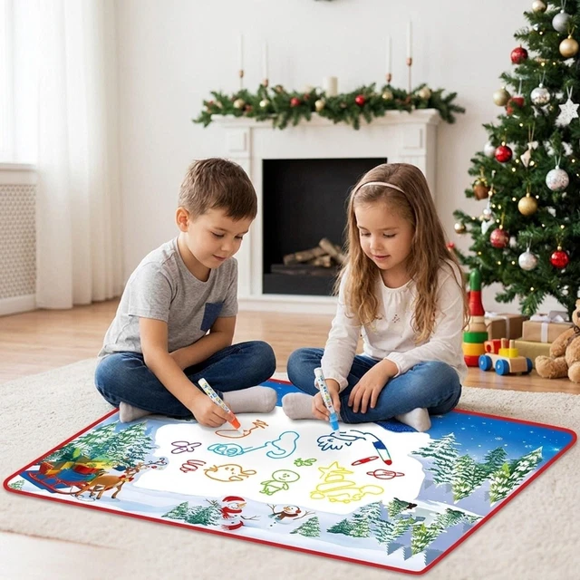 Tapis De Dessin à Eau MOONYIN – 150x100 Cm, Rouleau Tampon, 5 Zones Couleur, Réutilisable, Cadeau Fille/garçon 2-4 Ans