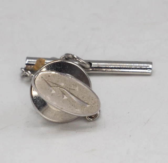 Swank Argent Ton Cravate Tack Broche Mi Siècle Motif