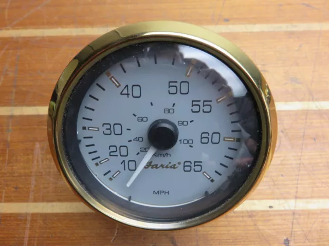 Faria SE9768B Signature Gold Series Boat Marine 3-3/4" 65 MPH Speedometer Gauge