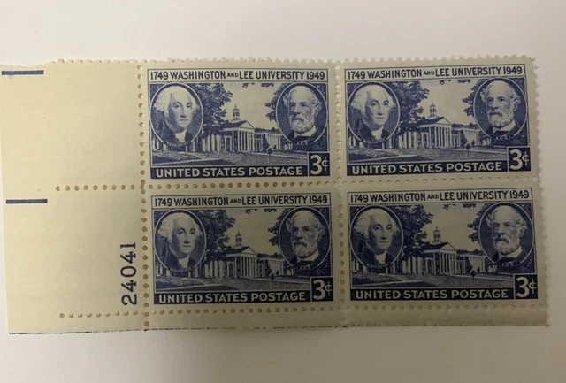 US Stamp 3 C  George Washington Lee University Plate block of 4 MNH
