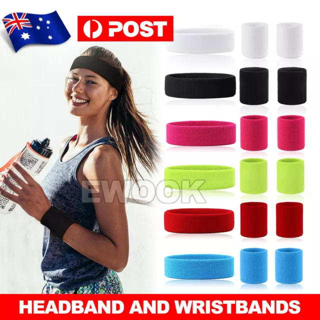 Wristbands Headband Sweatbands Sweat Band for Yoga Tennis Badminton Sport