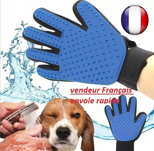 Gant brosse , brossage, massage ,ramasse poils, toilettage pour chien ou chat