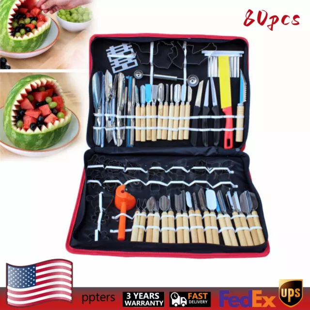 80PCS Carving Tools Kitchen Food Vegetable Fruit Sculpting Peeling Culinary Set