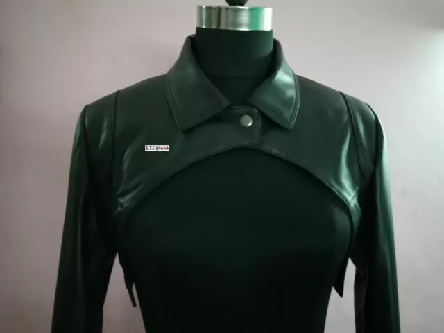 Donna 100% Originale pelle D'Agnello Corto Bolero Shurg Biker Giacca Slim Fit