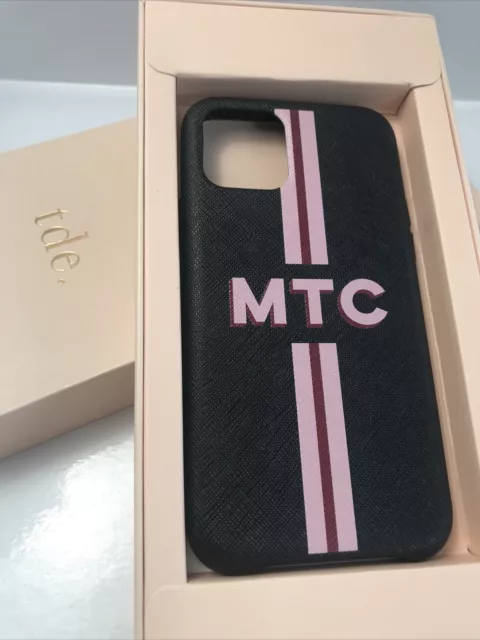 tde. Brand New Saffiano Leather iPhone 11Pro Max Case, MTC Monogram. Black