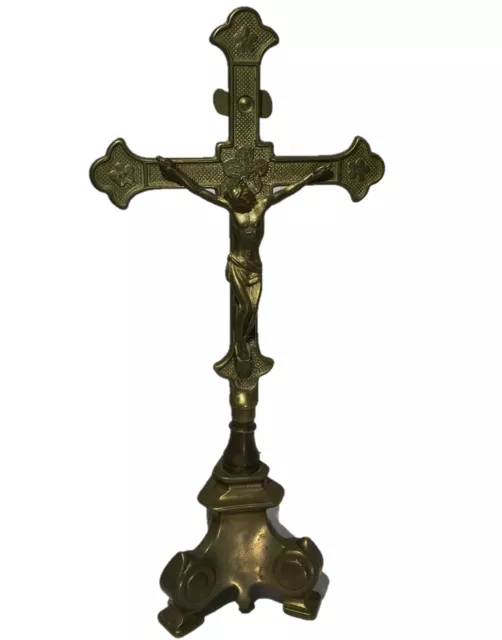 Made in Italy Brass 14" Altar Cross Crucifix Church Jesus