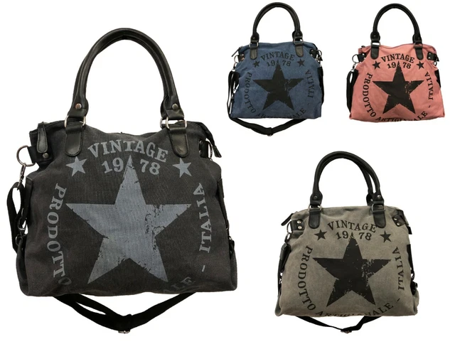 Sac Bandoulière Unisexe STAR En Toile Noire - 25x13x26 Cm, Neuf Avec étiquettes
