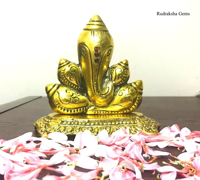 LORD GANESHA GANPATI Om Ganesh Metal Statue Hindu God Rare Diwali Gift