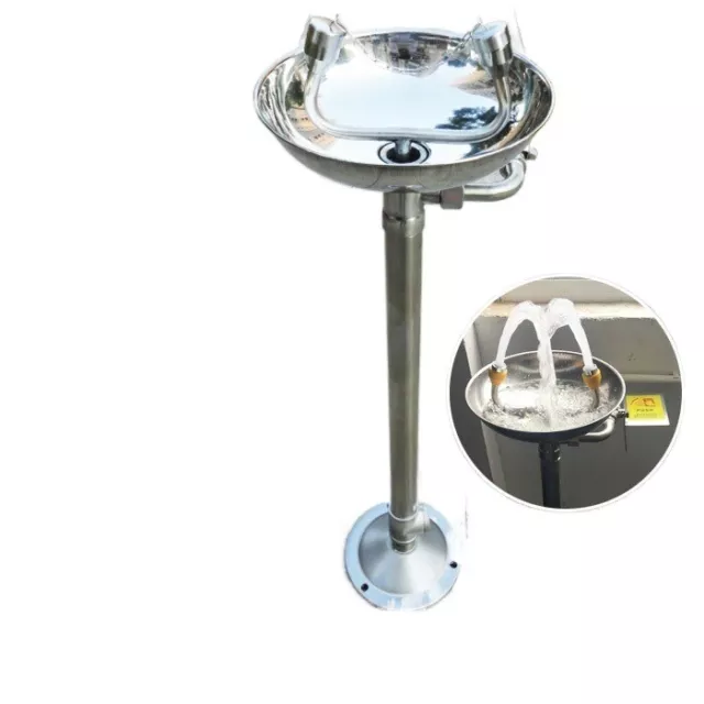 304 Stainless Steel Vertical Eye Wash w/ Dual Aerated Spray Heads and dust Cover