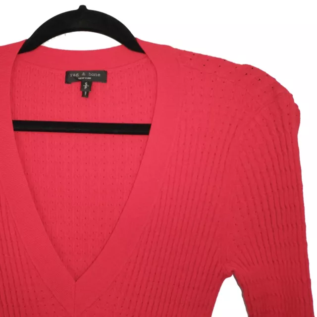 Rag & Bone Red Long Sleeve V-Neck Sweater Dress - Size S
