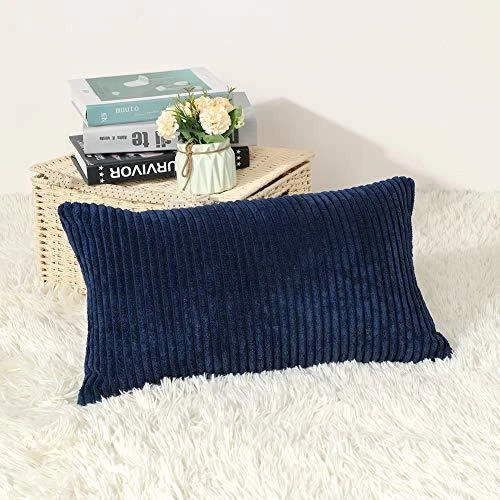 Cozy Striped Corduroy Pillow Covers Super Soft Decorative Oblong