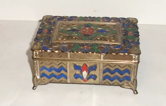 Rare Occupied Japan Repousse Cloisonne Enamel Humidor Jar Box