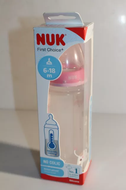 2x NUK Erste Wahl + Temperaturkontrollflasche 360 ml 6-18 Monate Farbe: Hellrosa