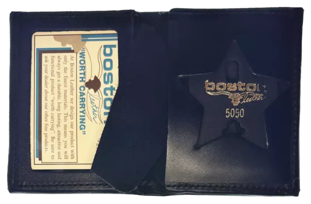 BOSTON LEATHER BOOK STYLE BADGE WALLET: 5 Point Star Cutout (150-S-5050)