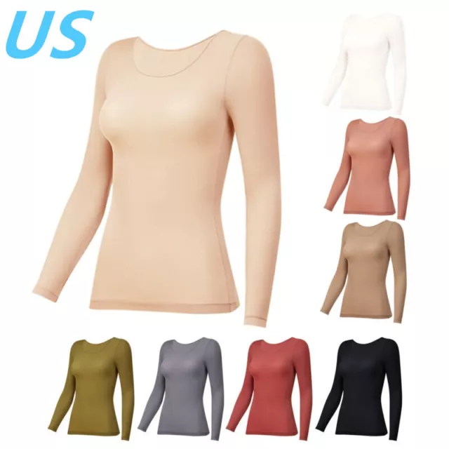 US Womens Long Sleeve T-Shirt Compression Tops Thermal Undershirts Shapewear