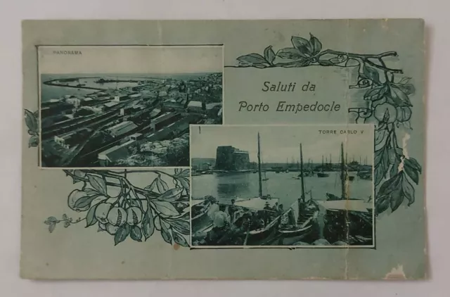 PORTO EMPEDOCLE ( AGRIGENTO) Saluti Da... Veduta Con 2 Foto , Vg 1926 F.p.