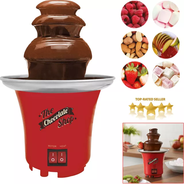 Mini stainless steel electric chocolate fountain gift fondue + dipping forks Min