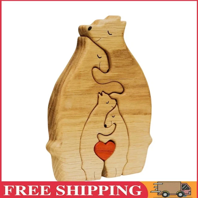 Holz-Familienpuzzle Bären dekorative Bären-Kunstskulptur aus Holz (D)