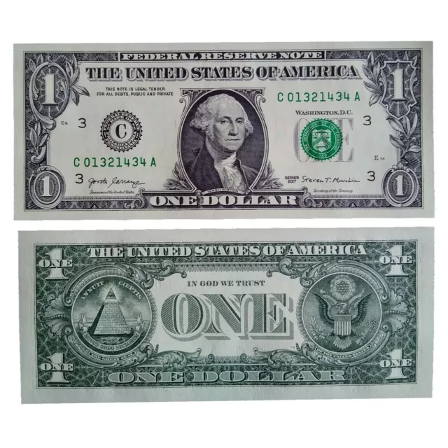 1 One USD US Dollar America Banknote Circulated Note