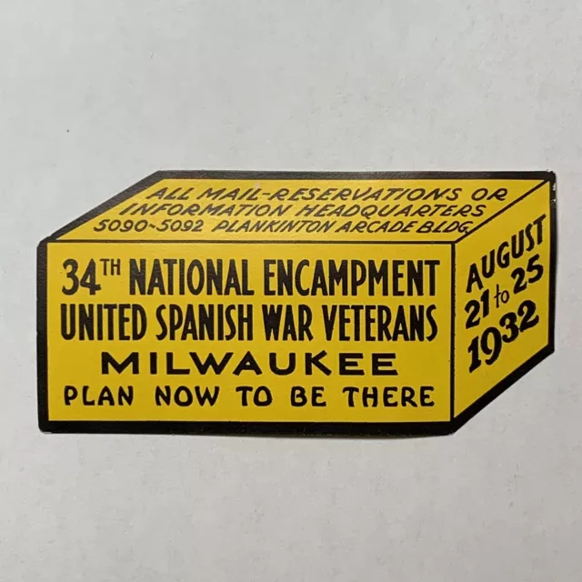 1932 Milwaukee 34Th National Encampment United Spanish War Veterans Poster Stamp