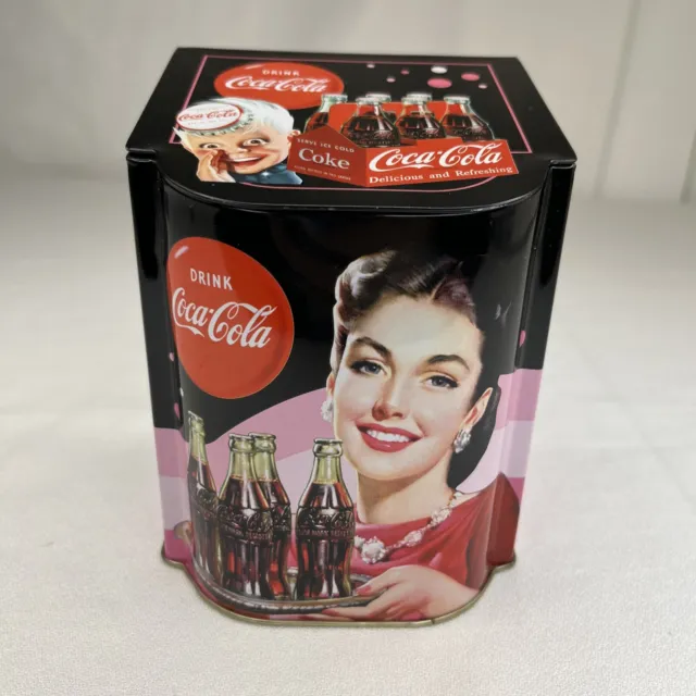 Vintage Retro Print Drink Coca Cola Have a Coke Flip Top Storage Tin 5.5"