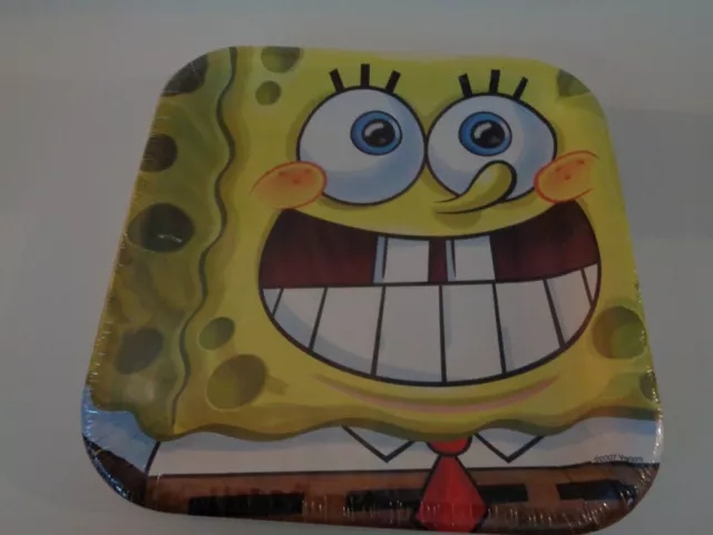 SPONGEBOB ONE PACK 8 ct LARGE DINNER PAPER PARTY PLATES 9" NEW MADE IN USA