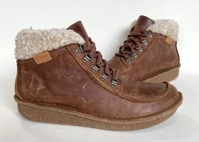 LADIES CLARKS ARTISAN Funny Girl Brown leather Ankle boots Size 8 D Exc Cond 37.75 PicClick UK