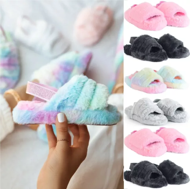 Girls on sale fluffy sliders