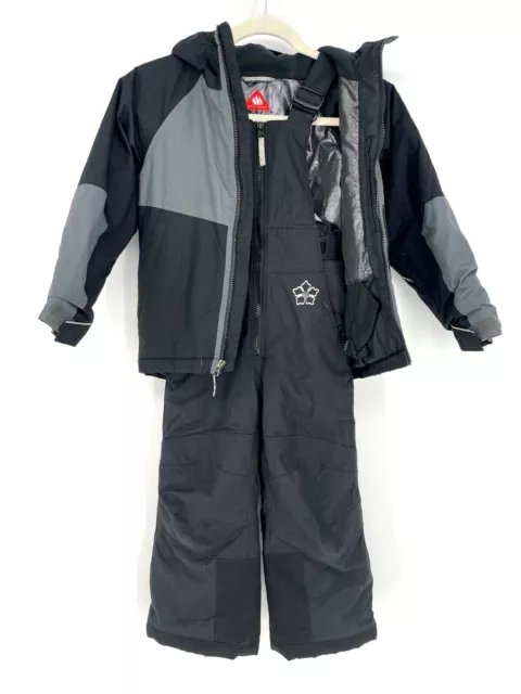 COLUMBIA XS 5 omni-heat SNOW SUIT SKI OUTFIT JACKET PANTS BIB  GIRL black hood
