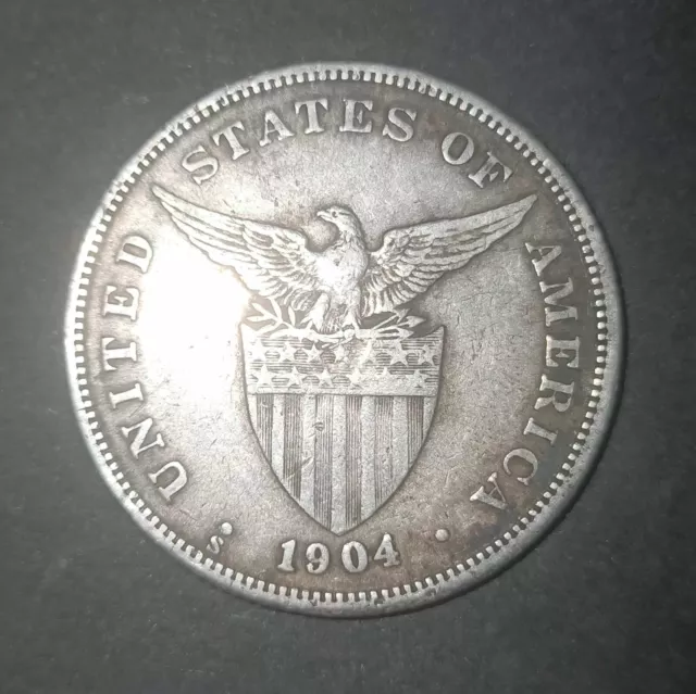 1904-S US-Philippines fifty centavos silver coin (first portrait)