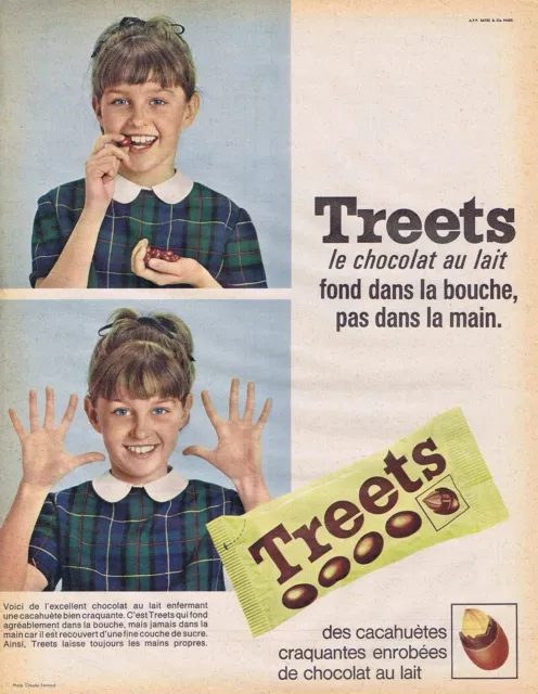 PUBLICITE ADVERTISING 045 1965 TREETS chocolat au lait avec des cacahuètes