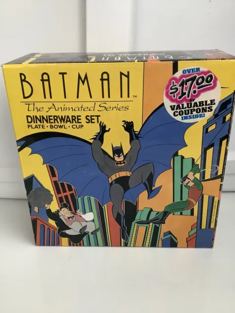 Batman The Animated Series Dinnerware Set (Plate Bowl & Cup) by Zak Designs NEW