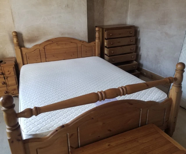 KING SIZE PINE Bed Frame & Mattress £180.00 PicClick UK