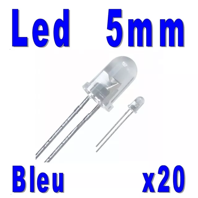 20x LED 5mm Bleues 10000mcd