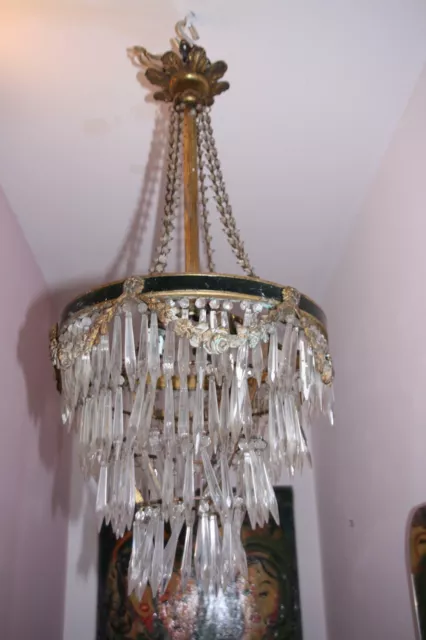 suspension lustre à pampilles de verre style empire .