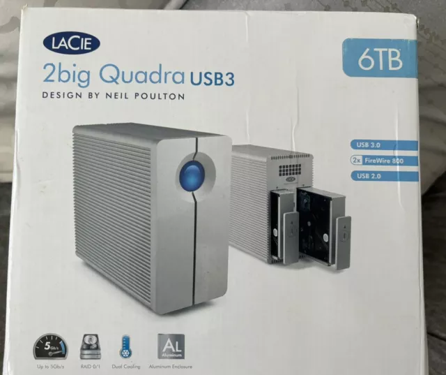 LaCie 2big Quadra USB 3/ Firewire 800/ 400 2-Bay Empty Enclosure HDD RAID System
