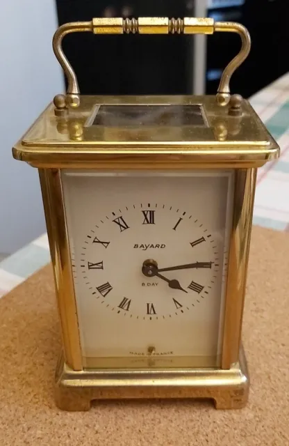 Vintage BAYARD 8 Day Brass Carriage Clock by Duverdrey and Bloquel - France