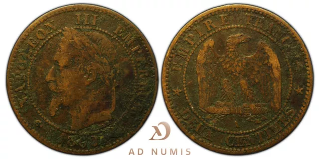 Frankreich 2 centimes 1862 Mit Napoleon III XF münze Bronze