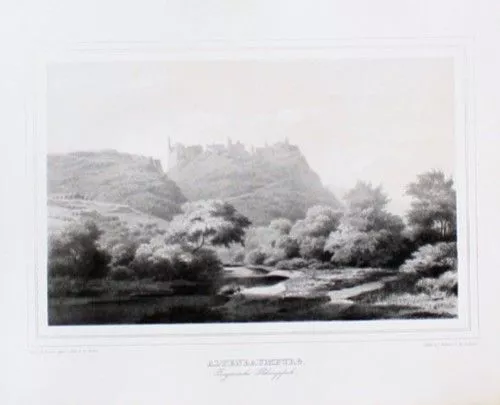 1840 - Altenbaumburg Altenbamberg Kreuznac Lithographie Litho