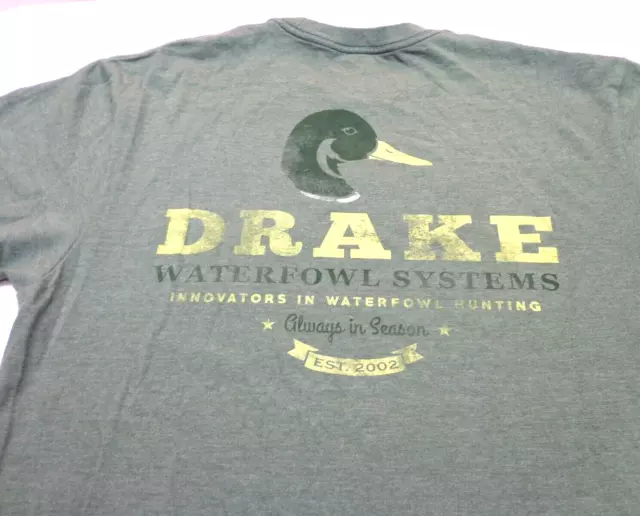 Drake Waterfowl Systems  T-Shirt Green Pocket Large  Double Sided